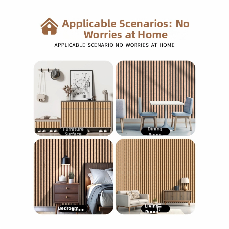 PVC стенна облицовка с дървесен модел, самозалепваща, устойчива на влага, многослойна, стил със специални ефекти, Нов китайски стил, за телевизионен фон