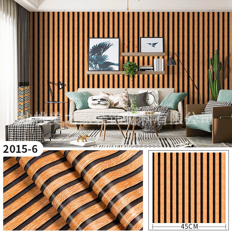 PVC ταπετσαρία τοίχου με υφή ξύλου, αυτοκόλλητη, ανθεκτική στην υγρασία, πολυεπίπεδη, ειδικά εφέ, Νέο κινεζικό στυλ, για φόντο τηλεόρασης