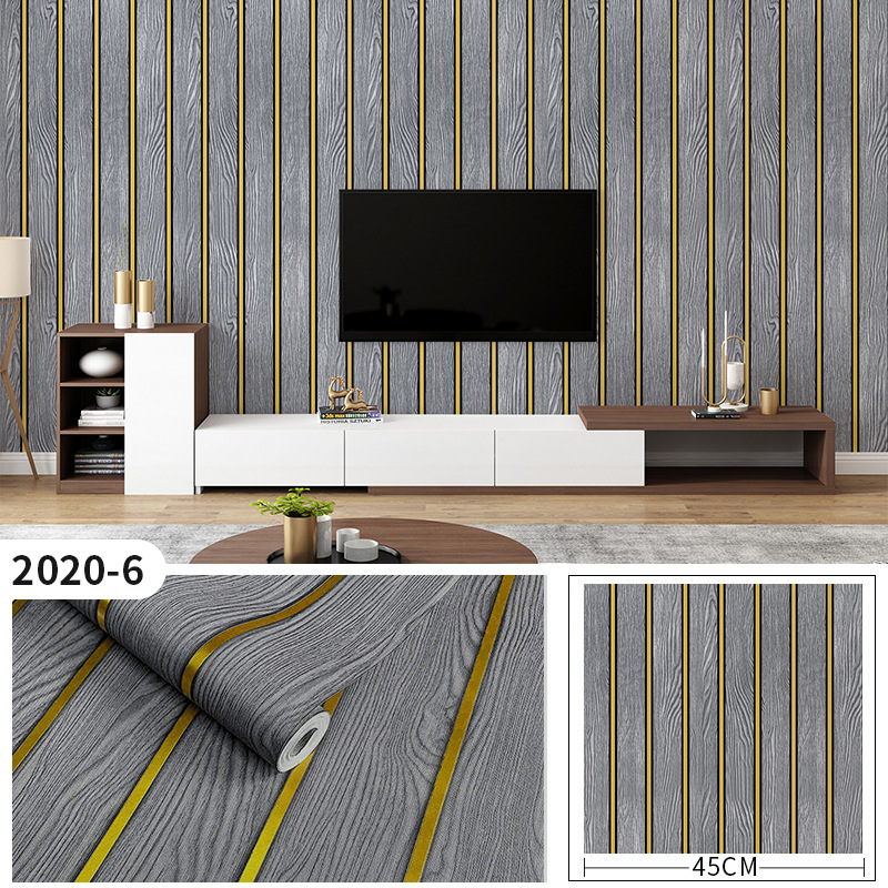 PVC ταπετσαρία τοίχου με υφή ξύλου, αυτοκόλλητη, ανθεκτική στην υγρασία, πολυεπίπεδη, ειδικά εφέ, Νέο κινεζικό στυλ, για φόντο τηλεόρασης