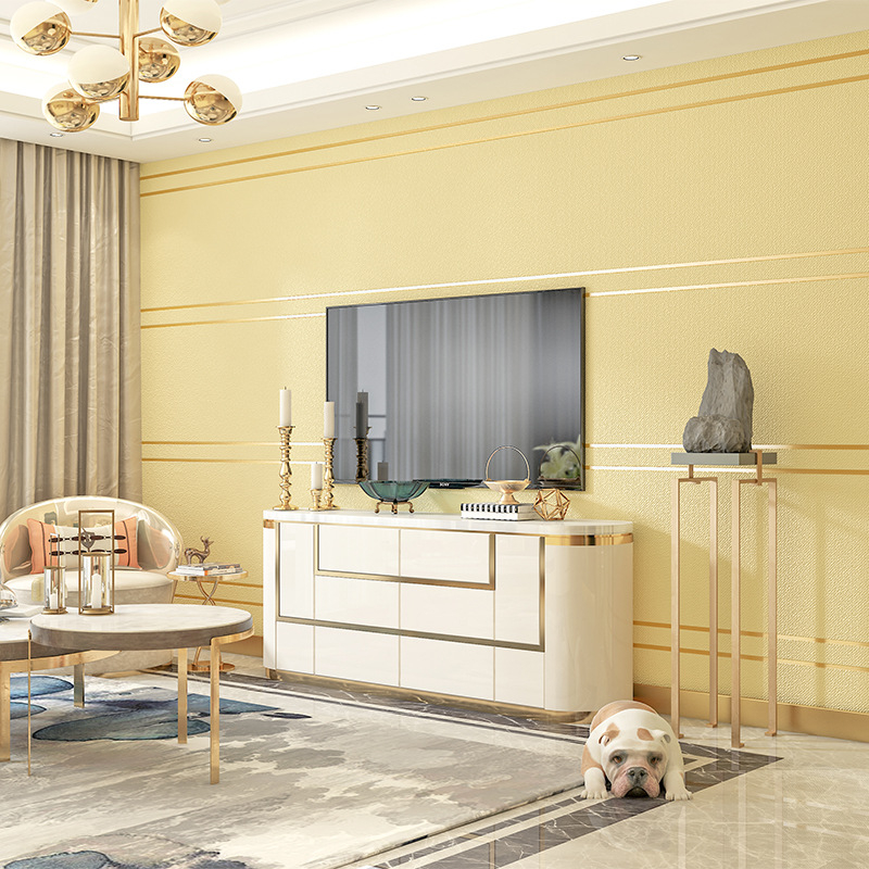 Huda Wallpaper tapetes — nešūts materiāls, velūra tekstūra, ziemeļniecisks ģeometriskais raksts, vertikālas un horizontālas svītras, mūsdienīgs minimālistiska dzīvojamās istabas fons