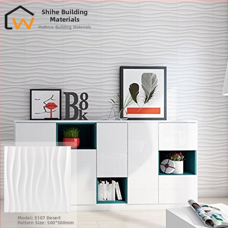 PVC 3D sienų plokštė – Bangų serija, reljefinis 3D PVC sienų panelis, atspari vandeniui, drėgmei ir ugniai