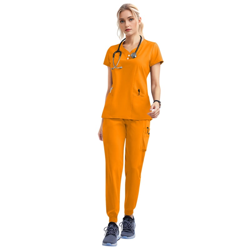 Medicínsky scrubs set – unisex, top s krátkym rukávom a nohavice, rýchloschnúci materiál z polyesteru elastanu, odvádza vlhkosť