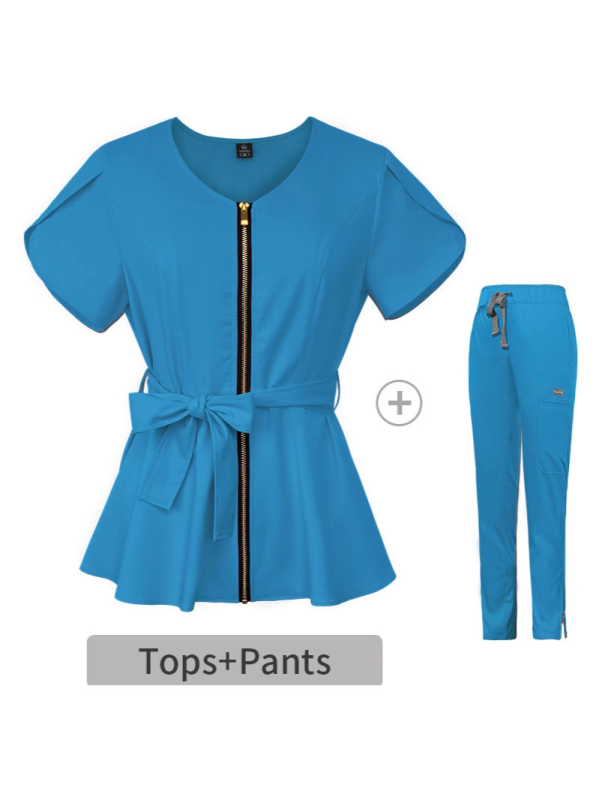 Двукомпонентен комплект от Т‑шърт в урбан стил, къс ръкав, полуприлепена яка, тесен силует, дължина 50–65 см, полиестер с еластан