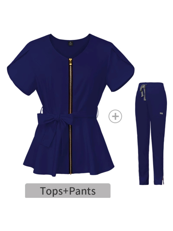 Двукомпонентен комплект от Т‑шърт в урбан стил, къс ръкав, полуприлепена яка, тесен силует, дължина 50–65 см, полиестер с еластан