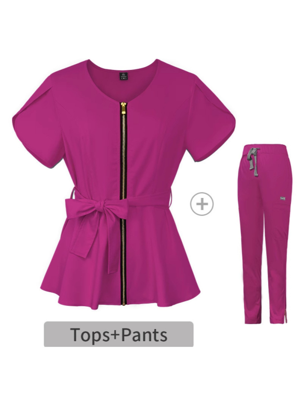 Двукомпонентен комплект от Т‑шърт в урбан стил, къс ръкав, полуприлепена яка, тесен силует, дължина 50–65 см, полиестер с еластан