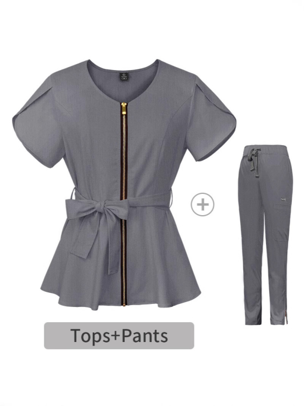 Двукомпонентен комплект от Т‑шърт в урбан стил, къс ръкав, полуприлепена яка, тесен силует, дължина 50–65 см, полиестер с еластан