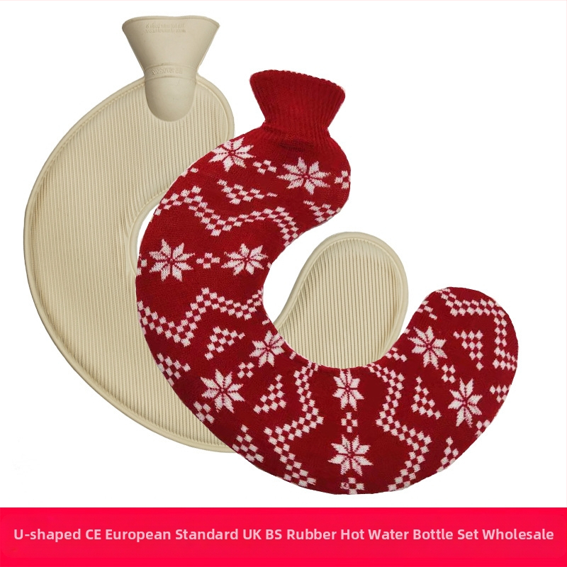 U-alakú gumiból készült forróvíz-palack a nyak számára – 450 g, vízzel töltve, kettős használat: meleg/hideg