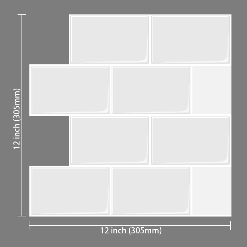 3D zidna naljepnica PET+PU, vodootporna, anti-mildew, moderni minimalistički jednofarbni zidni dekor za kuhinju, dnevnu sobu, kupaonu, kafić (1 kom.)