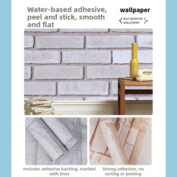 3D τοίχου ταπετ με σχέδιο τούβλου, αυτοκόλλητο, PVC, αδιάβροχο, μοντέρνος μινιμαλισμός