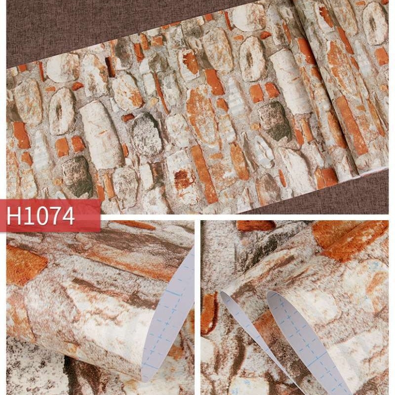 3D ķieģeļu raksts tapete, pašlīmējoša, PVC, ūdensizturīga, moderns minimālisma stils