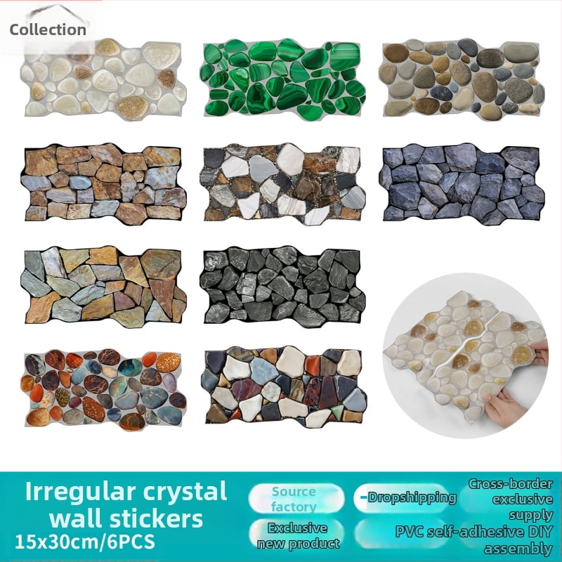 Stickere de perete din PVC pentru living și bucătărie — impermeabile și rezistente la murdărie, model culoare solidă, 5+ bucăți, stil Nou Chinezesc