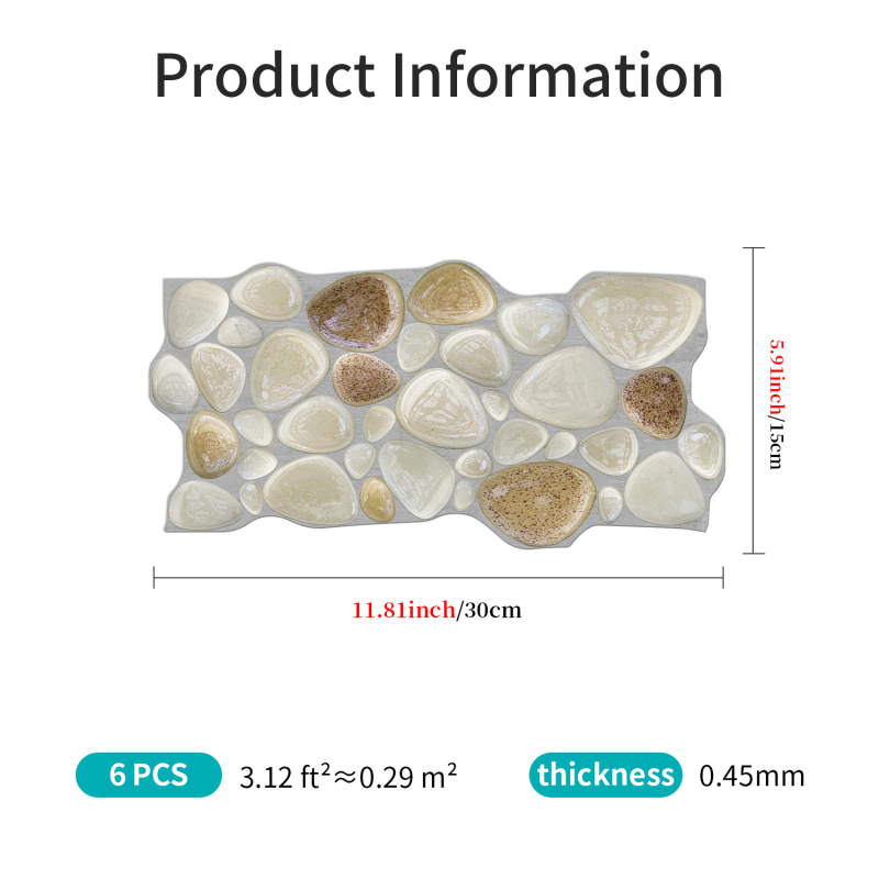 Stickere de perete din PVC pentru living și bucătărie — impermeabile și rezistente la murdărie, model culoare solidă, 5+ bucăți, stil Nou Chinezesc