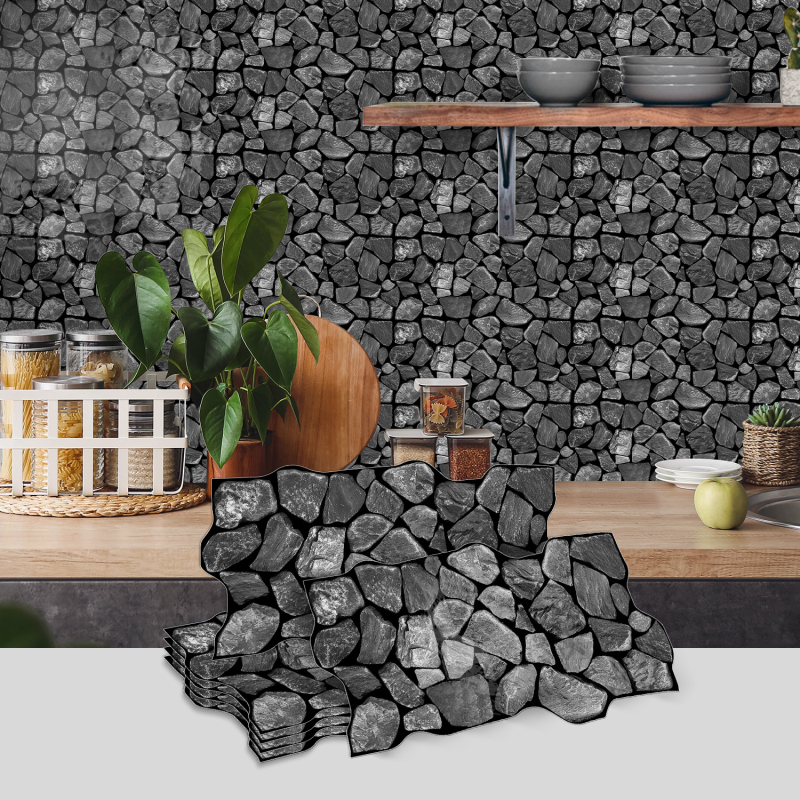 Stickere de perete din PVC pentru living și bucătărie — impermeabile și rezistente la murdărie, model culoare solidă, 5+ bucăți, stil Nou Chinezesc