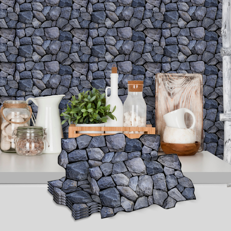 Stickere de perete din PVC pentru living și bucătărie — impermeabile și rezistente la murdărie, model culoare solidă, 5+ bucăți, stil Nou Chinezesc