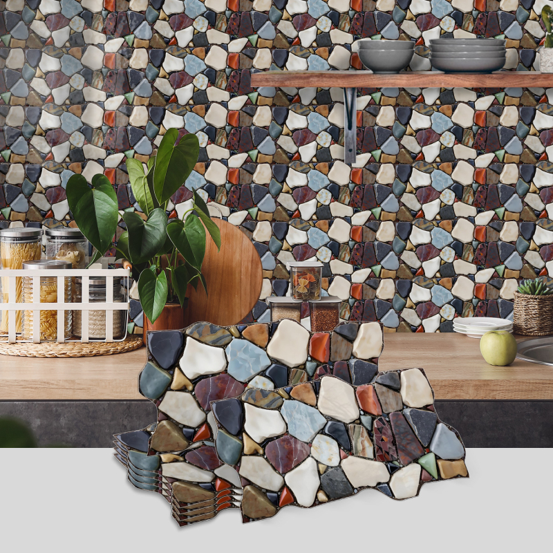 Stickere de perete din PVC pentru living și bucătărie — impermeabile și rezistente la murdărie, model culoare solidă, 5+ bucăți, stil Nou Chinezesc