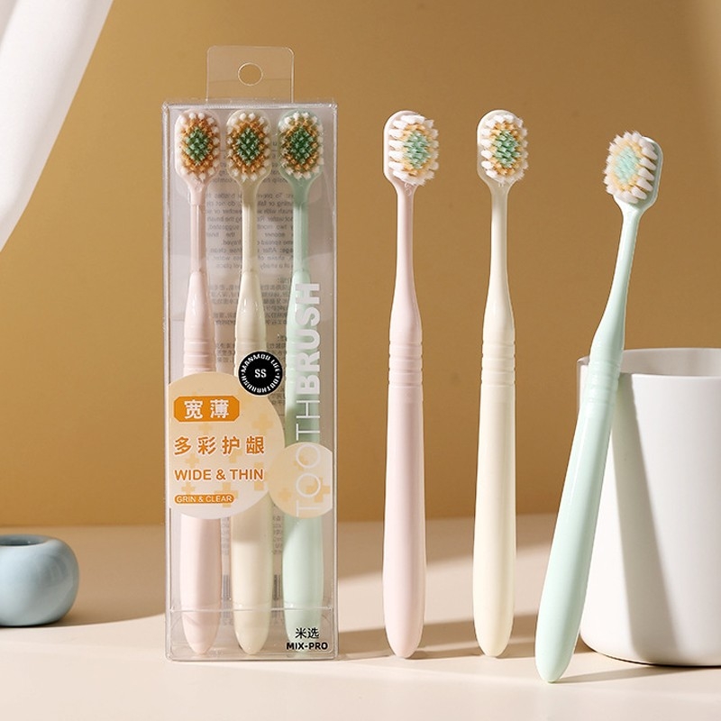 Зъбна четка с широка глава и меки четинки (ръчна, за възрастни, многоразова)