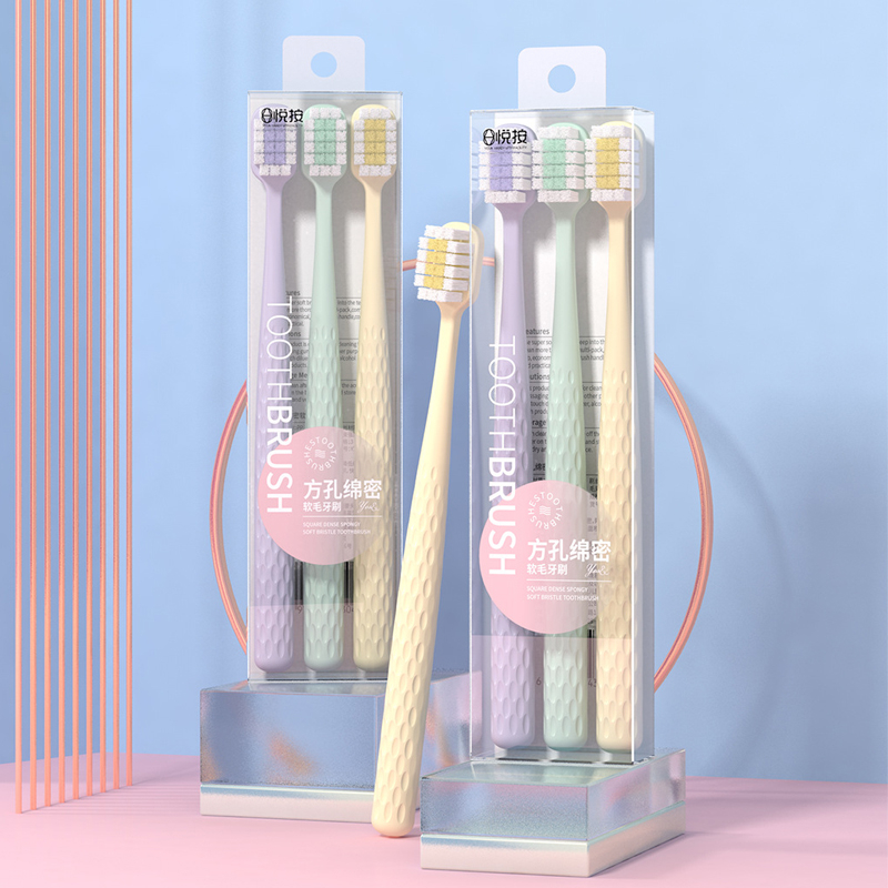 Зъбна четка с широка глава и меки четинки (ръчна, за възрастни, многоразова)