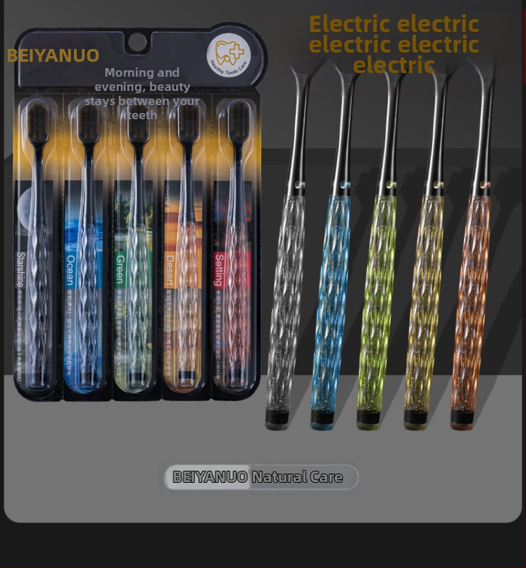 Beiyano U-образна четка за зъби с три страни и меки влакна, комплект от 4 бр., модел 009, за възрастни