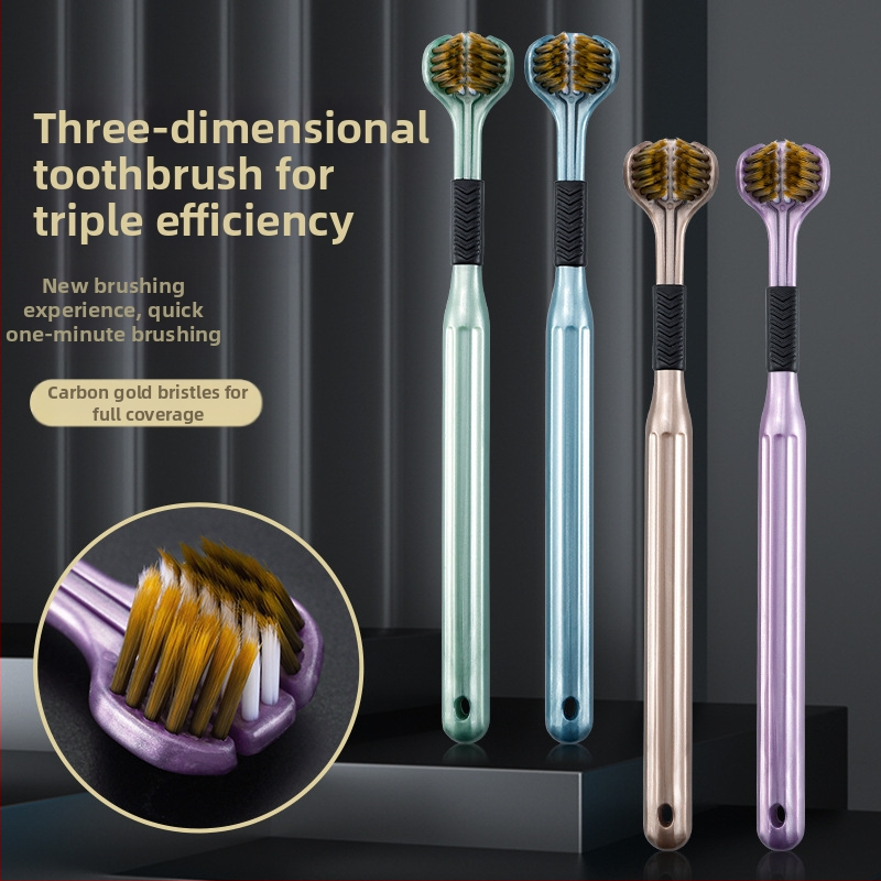 Beiyano U-образна четка за зъби с три страни и меки влакна, комплект от 4 бр., модел 009, за възрастни