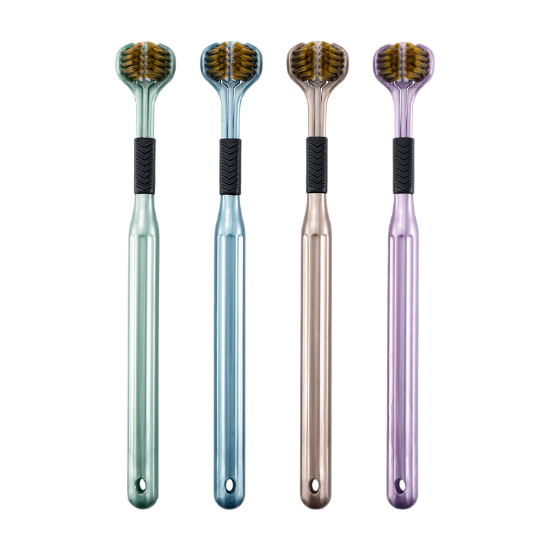 Beiyano U-образна четка за зъби с три страни и меки влакна, комплект от 4 бр., модел 009, за възрастни