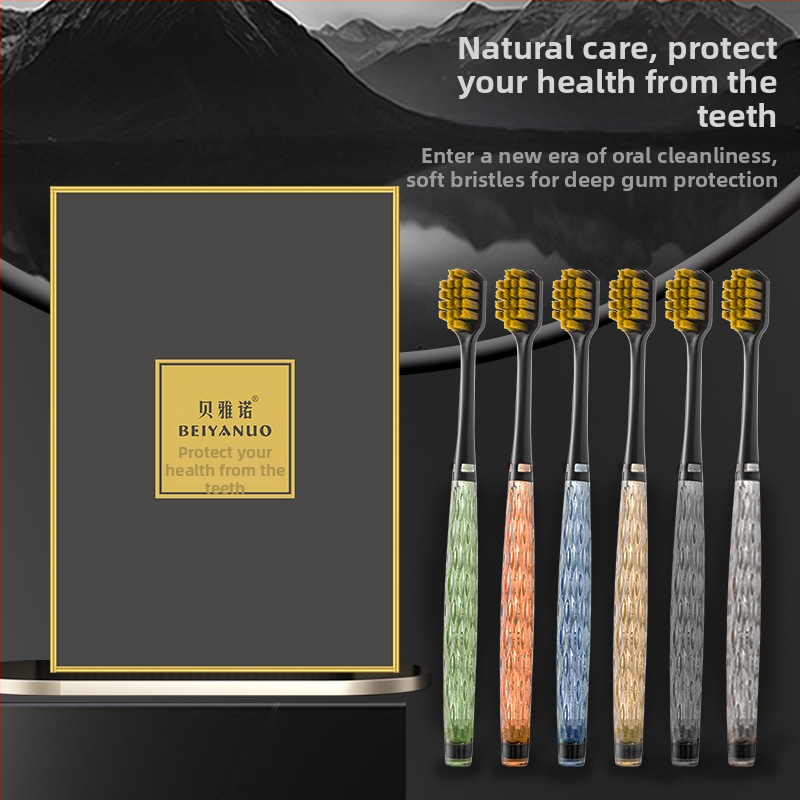 Beiyano U-образна четка за зъби с три страни и меки влакна, комплект от 4 бр., модел 009, за възрастни