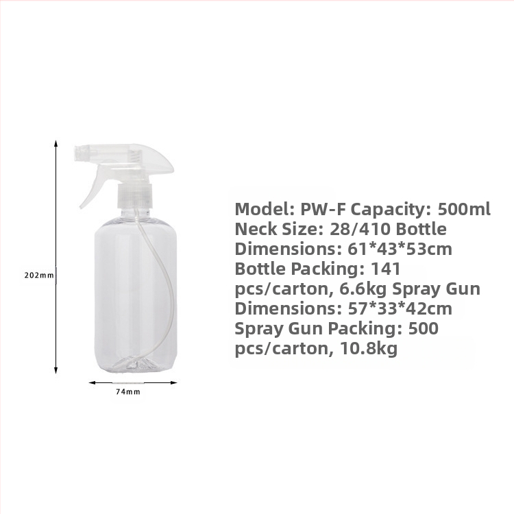 PET dozuojamas buteliukas su purškimo antgaliu, talpa 500 ml