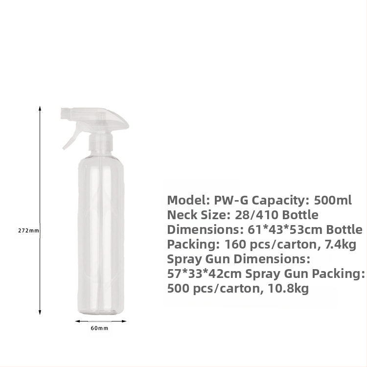 PET dozuojamas buteliukas su purškimo antgaliu, talpa 500 ml
