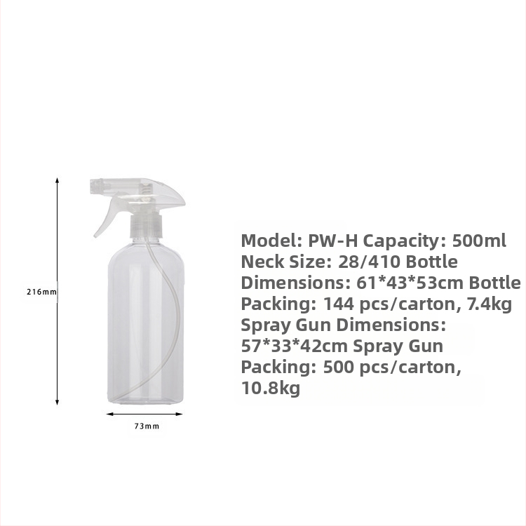 PET dozuojamas buteliukas su purškimo antgaliu, talpa 500 ml