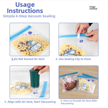 Σακούλα κενού με βαλβίδα και φερμουάρ – ποιότητας τροφίμων, επαναχρησιμοποιήσιμη, αυτό-σφραγιζόμενη, συμπιεζόμενη συσκευασία κενού
