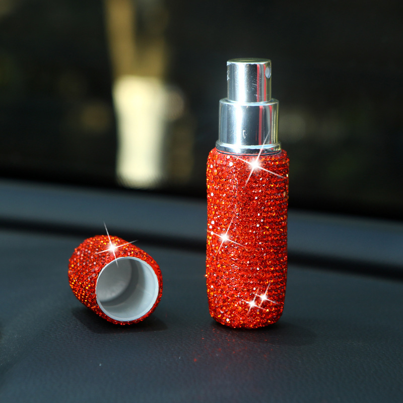 Klaasist parfüümipudel diamentidega inkrustatsiooniga ja pihustiga – reisi suuruses, Shangchuang