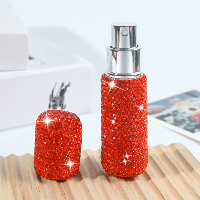 Klaasist parfüümipudel diamentidega inkrustatsiooniga ja pihustiga – reisi suuruses, Shangchuang