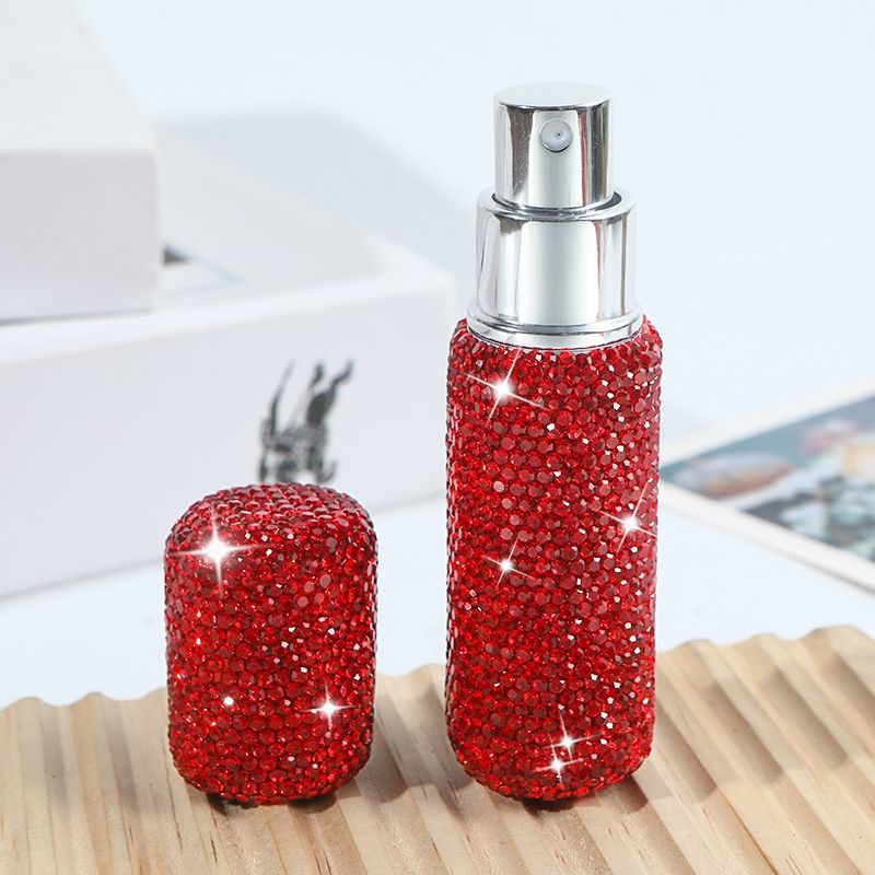 Klaasist parfüümipudel diamentidega inkrustatsiooniga ja pihustiga – reisi suuruses, Shangchuang