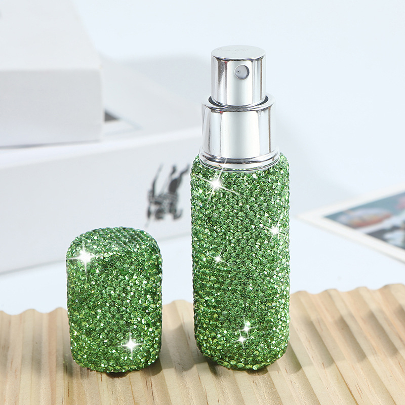 Klaasist parfüümipudel diamentidega inkrustatsiooniga ja pihustiga – reisi suuruses, Shangchuang