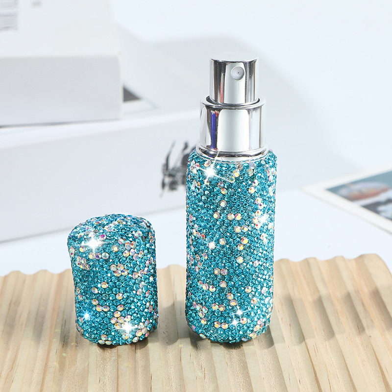 Klaasist parfüümipudel diamentidega inkrustatsiooniga ja pihustiga – reisi suuruses, Shangchuang