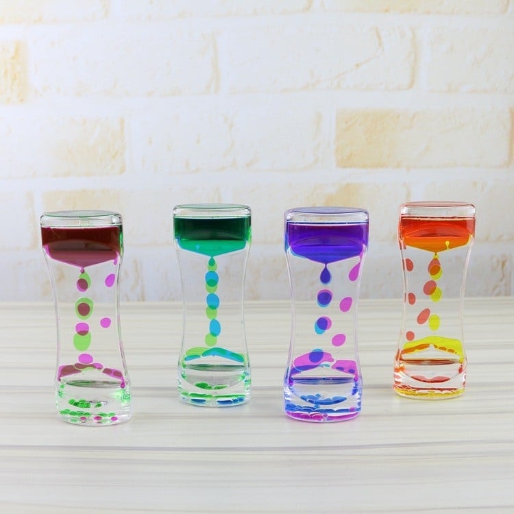 Pješčani sat tajmer, akrilni materijal, dizajn curenja ulja, moderni minimalistički stil, plastika i smola