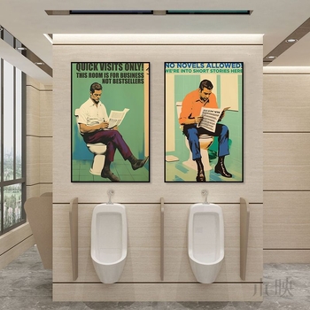 Κορνιζαρισμένο έργο τέχνης από καμβά για μπάνιο – αδιάβροχη τοιχογραφία με γάτα σε καρτούν στυλ, πλαίσιο από κράμα αλουμινίου