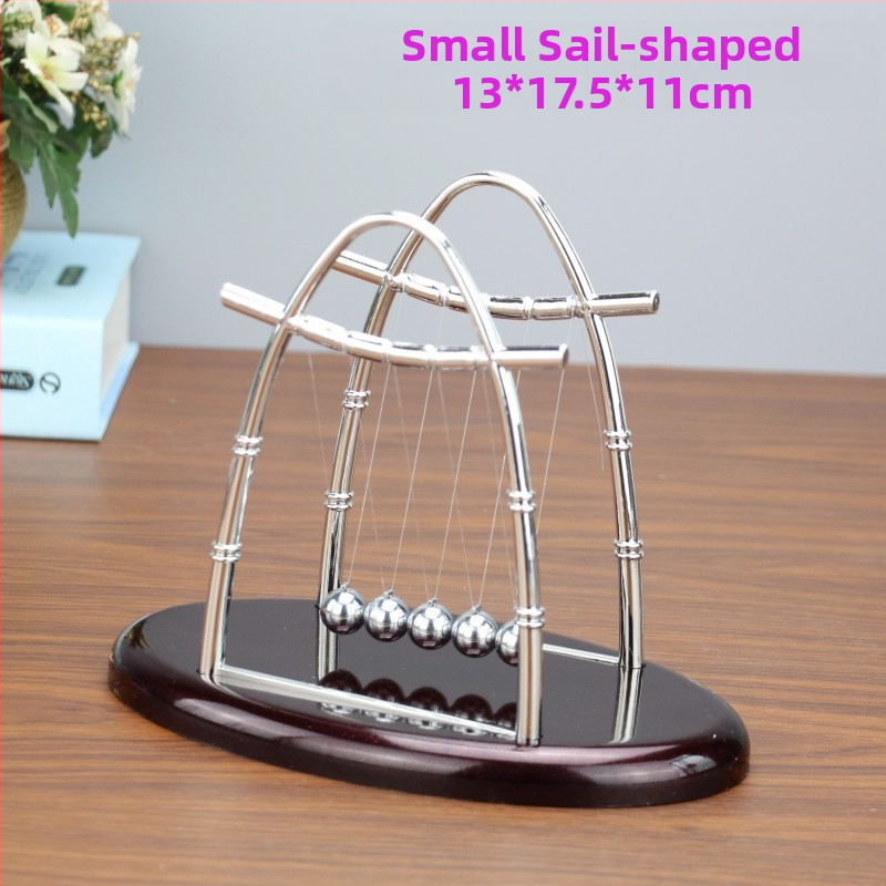 Newton bölcső dekor, fém, elektroplakált felület, kézzel készített, asztali dekoráció