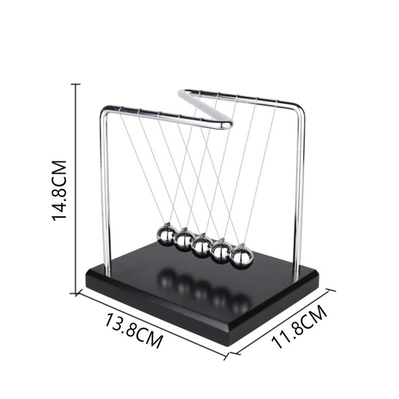 Newton bölcső dekor, fém, elektroplakált felület, kézzel készített, asztali dekoráció