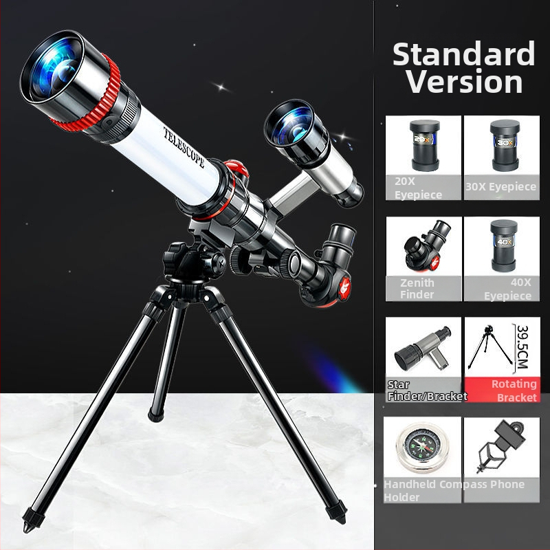 Vaikų įžanginis aukštos raiškos astronominis teleskopas žvaigždžių stebėjimo moksliniam komplektui, 7–14 metų, daugiafunkcis, be elektros