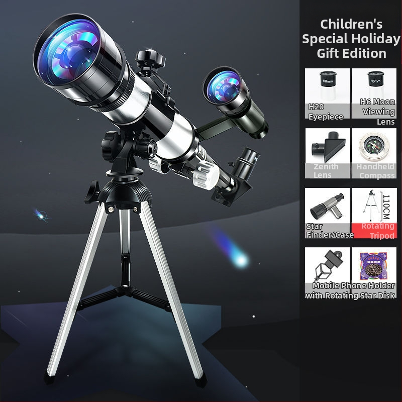 Vaikų įžanginis aukštos raiškos astronominis teleskopas žvaigždžių stebėjimo moksliniam komplektui, 7–14 metų, daugiafunkcis, be elektros