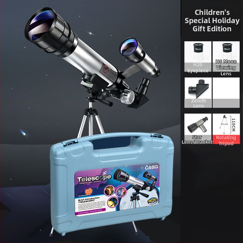 Vaikų įžanginis aukštos raiškos astronominis teleskopas žvaigždžių stebėjimo moksliniam komplektui, 7–14 metų, daugiafunkcis, be elektros