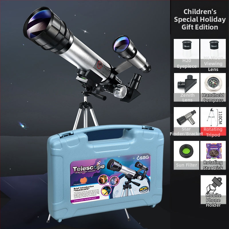 Vaikų įžanginis aukštos raiškos astronominis teleskopas žvaigždžių stebėjimo moksliniam komplektui, 7–14 metų, daugiafunkcis, be elektros