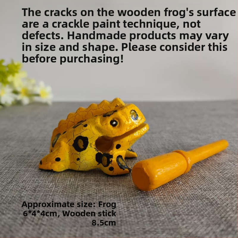 Figurină decorativă din lemn: broscă, sculptură manuală, lemn masiv, gravură, jucărie sonoră