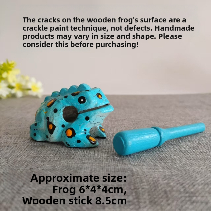 Figurină decorativă din lemn: broscă, sculptură manuală, lemn masiv, gravură, jucărie sonoră