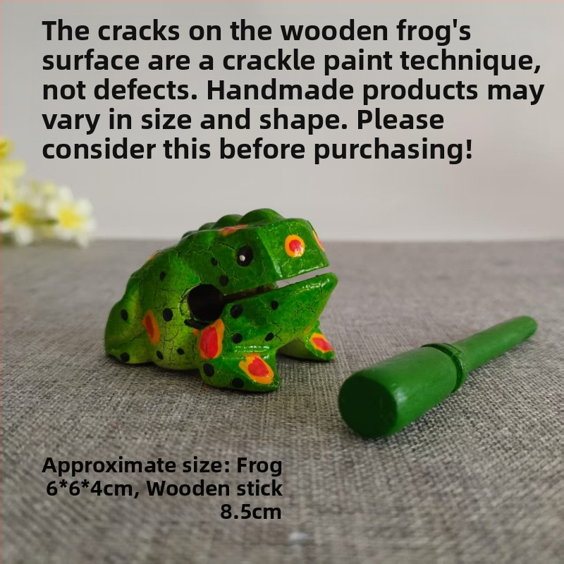Figurină decorativă din lemn: broscă, sculptură manuală, lemn masiv, gravură, jucărie sonoră