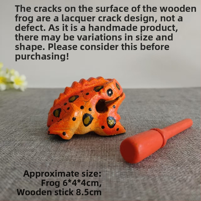 Figurină decorativă din lemn: broscă, sculptură manuală, lemn masiv, gravură, jucărie sonoră