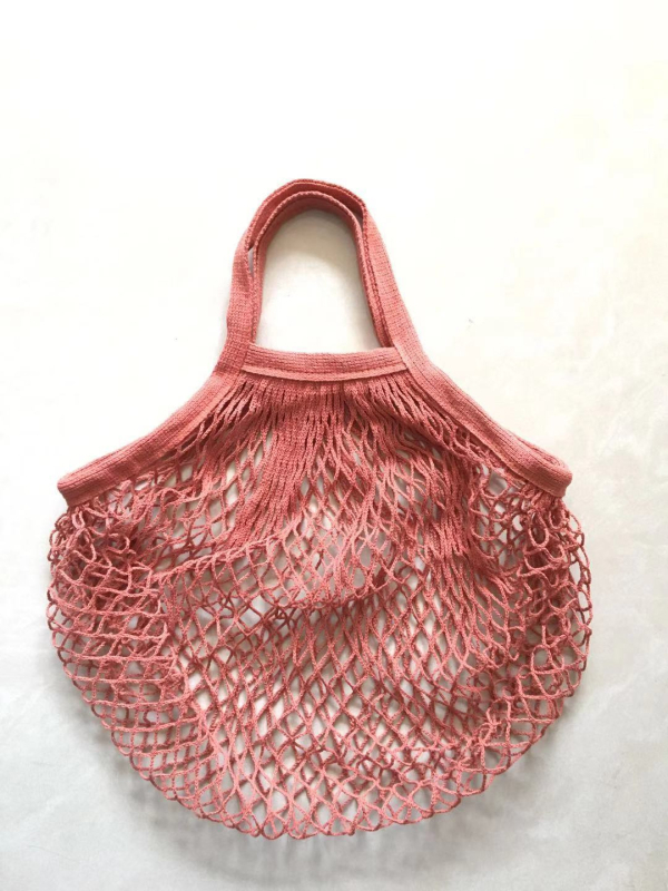 Torba od organskog pamuka s mrežastom dizajnom za voće i povrće, duga ručka, ekološki prihvatljiva, prilagodljiva s tiskom logotipa.