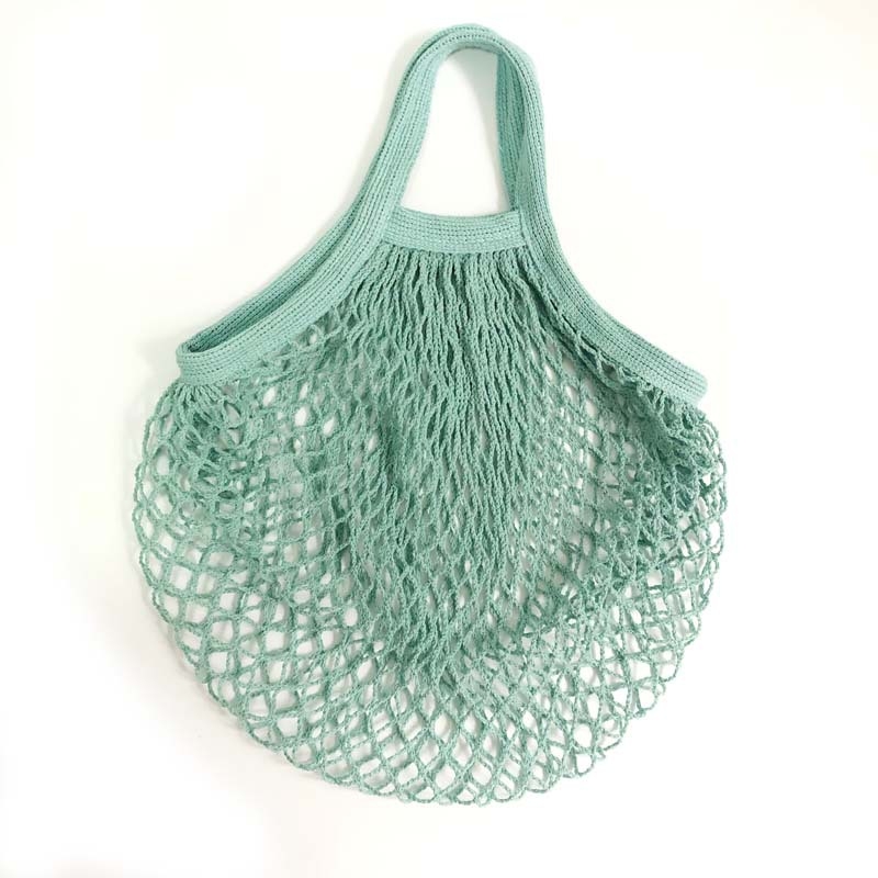 Torba od organskog pamuka s mrežastom dizajnom za voće i povrće, duga ručka, ekološki prihvatljiva, prilagodljiva s tiskom logotipa.