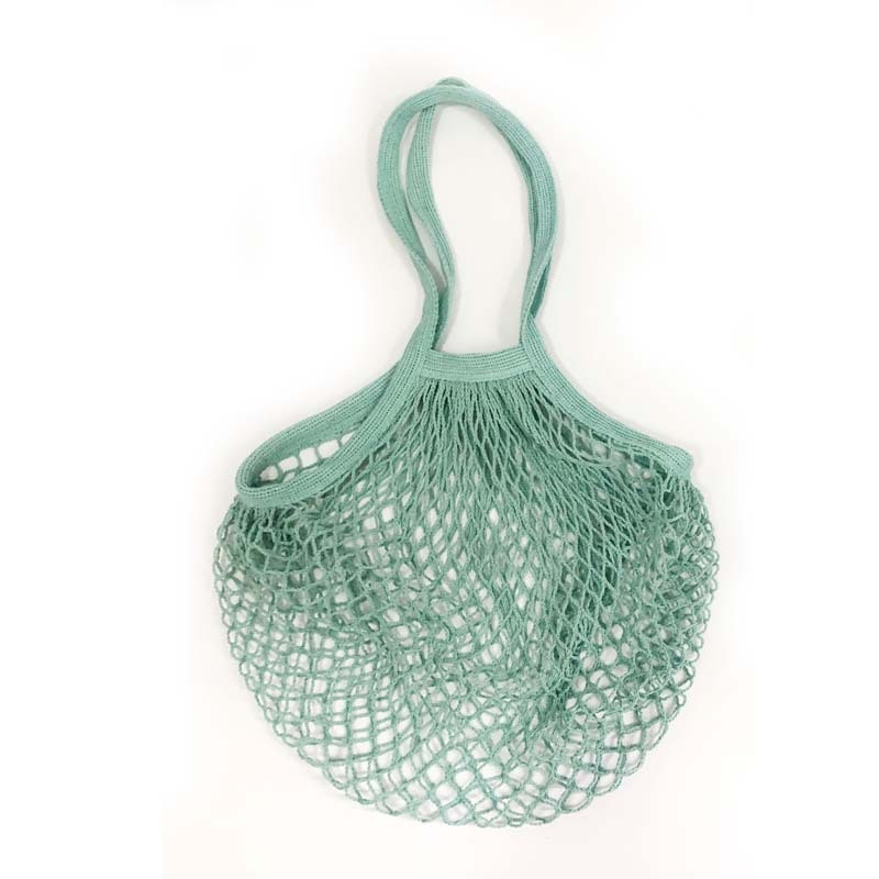 Torba od organskog pamuka s mrežastom dizajnom za voće i povrće, duga ručka, ekološki prihvatljiva, prilagodljiva s tiskom logotipa.