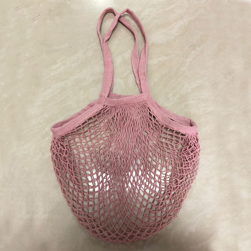 Torba od organskog pamuka s mrežastom dizajnom za voće i povrće, duga ručka, ekološki prihvatljiva, prilagodljiva s tiskom logotipa.